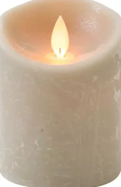 Anna's Collection LED kaars flame effect rustiek 7.5x10cm taupe 1 stuks