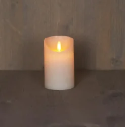 Anna's Collection LED kaars flame effect rustiek 7.5x12.5cm ivoor 1 stuks