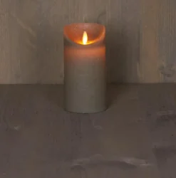 Anna's Collection LED kaars flame effect rustiek 7.5x15cm taupe 1 stuks