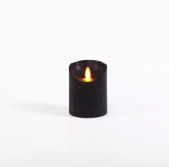 Anna's Collection LED kaars flame effect rustiek 7.5x10cm zwart 1 stuks
