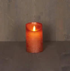 Anna's Collection LED kaars flame effect rustiek 7.5x12.5cm koper 1 stuks
