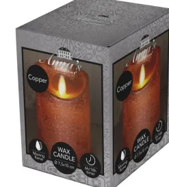 Anna's Collection LED kaars flame effect rustiek 7.5x10cm koper 1 stuks
