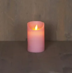 Anna's Collection LED kaars flame effect rustiek 7.5x12.5cm lichtroze 1 stuks