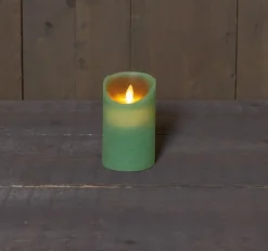 Anna's Collection LED kaars flame effect rustiek 7.5x12.5cm jade groen 1 stuks