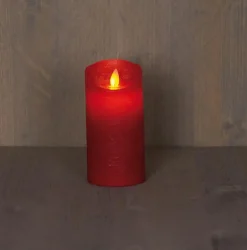 Anna's Collection LED kaars flame effect rustiek 7.5x15cm rood 1 stuks