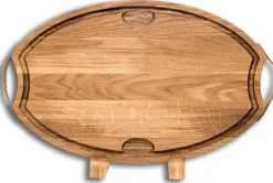 Baas Boards snijplank ovaal XL 49x40x4cm met voetjes en handvatten