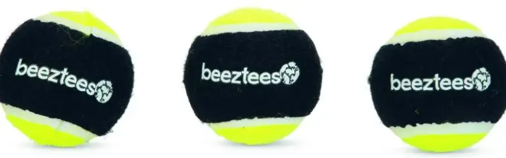 Beeztees hondenspeelgoed Fetch spongebal polyester d6.3cm zwart/geel 3 stuks