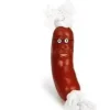 Beeztees hondenspeelgoed worstje met touw vinyl 20x5.5x3.5cm bruin/rood
