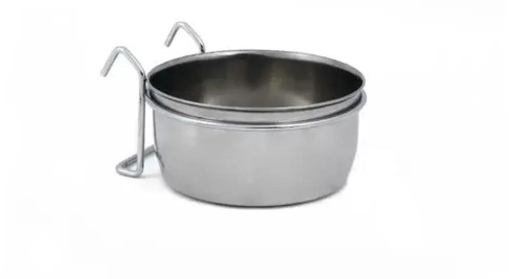 Beeztees hondenvoerbak coopcup inox+haak metaal 600ml 12.5x12.5cm zilver