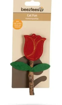 Beeztees kattenspeelgoed catnip en matatabi roos 12x4x2cm bruin/rood