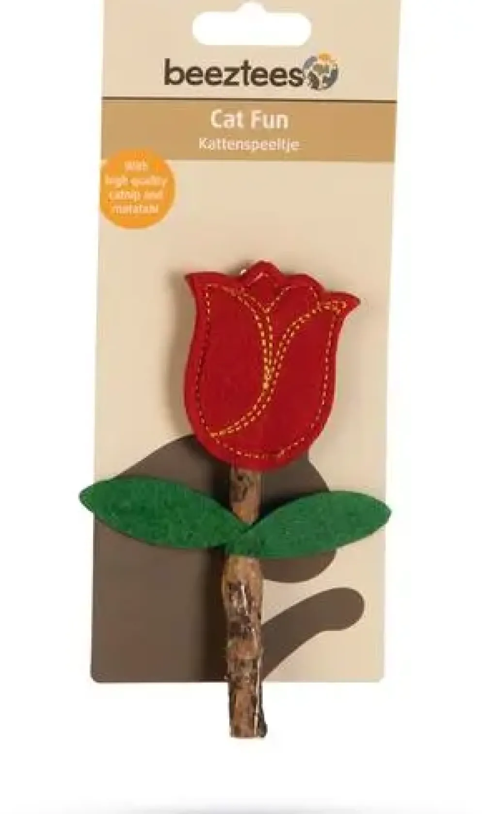 Beeztees kattenspeelgoed catnip en matatabi roos 12x4x2cm bruin/rood