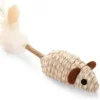 Beeztees kattenspeelgoed catnip matatabi muis 3x4x12cm beige/bruin