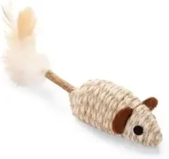 Beeztees kattenspeelgoed catnip matatabi muis 3x4x12cm beige/bruin