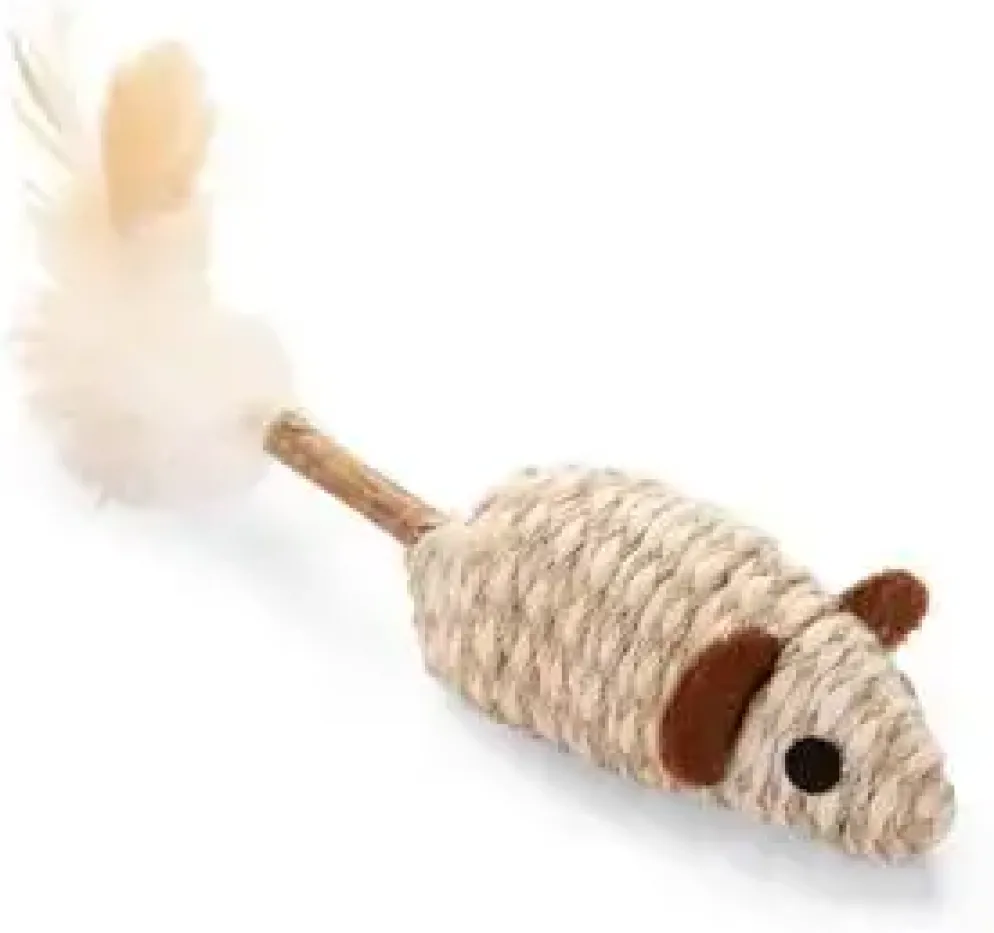 Beeztees kattenspeelgoed catnip matatabi muis 3x4x12cm beige/bruin