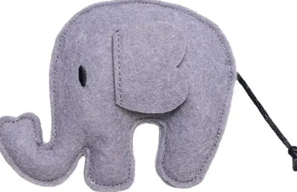 Beeztees kattenspeelgoed Jungle olifant Noddi vilt 15x8x2.5cm grijs