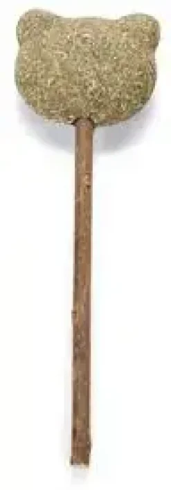 Beeztees matatabi stok met catnip kattenkop 13x4x1.5cm bruin