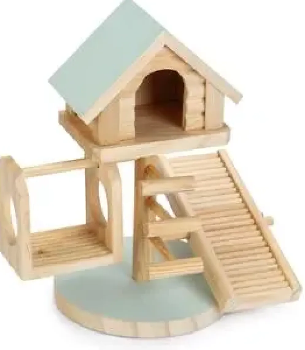 Beeztees speelhuis dennenhout 21x15.5x21cm mint