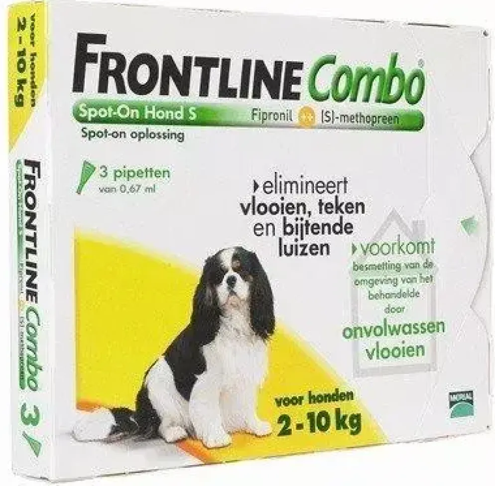 Bied je hond optimale bescherming tegen vlooien, teken en bijtende luizen met de makkelijke en doeltreffende pipetten Frontline Combo Hond