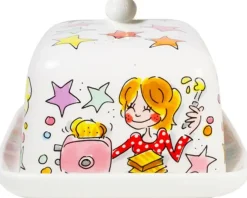 Blond Amsterdam botervloot aardewerk butter makes it better 16x11x10cm multi