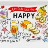 Blond Amsterdam cakeschaal aardewerk happy 33x12x2.5cm multi
