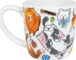 Blond Amsterdam cappuccino mok aardewerk dog love 10x10.5cm multi