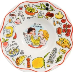Blond Amsterdam diepbord aardewerk buon appetito 24x5cm multi