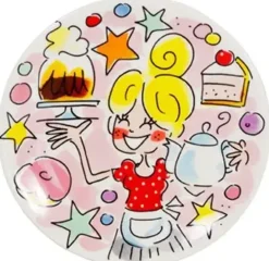 Blond Amsterdam petit four bordje aardewerk girl 12x1.5cm multi