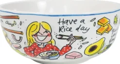 Blond Amsterdam schaal aardewerk have a rice day 15.5x6.5cm multi