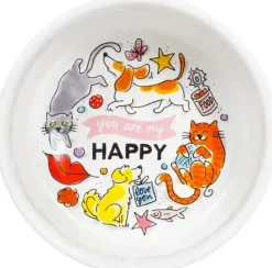 Blond Amsterdam voerbak aardewerk happy 15,5x7,5cm multi