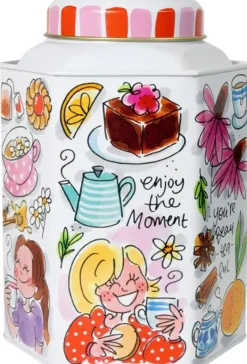 Blond Amsterdam voorraadpot blik time for tea 11.5x11.5x17cm multi