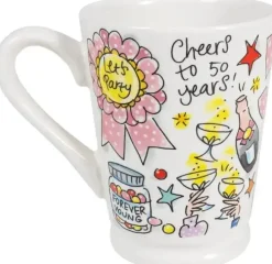 Blond Amsterdam xl mok aardewerk cheers to 50 years 10x12.5cm multi