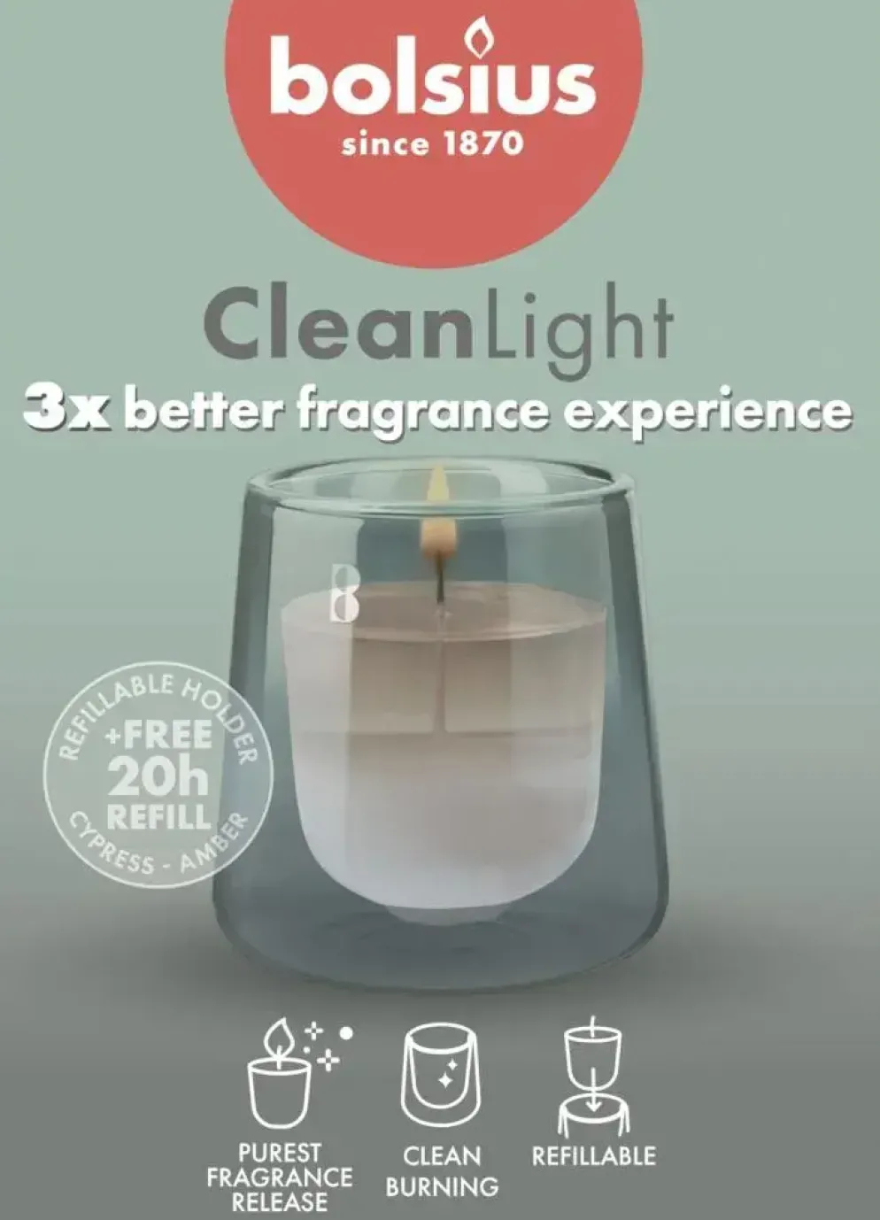 Bolsius cleanlight startersset cypress & amber