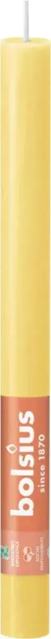 Bolsius dinerkaars rustiek shine 27cm sunny yellow