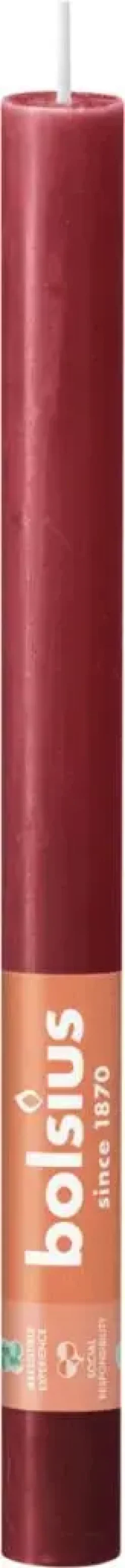 Bolsius dinerkaars rustiek shine 27cm delicate red