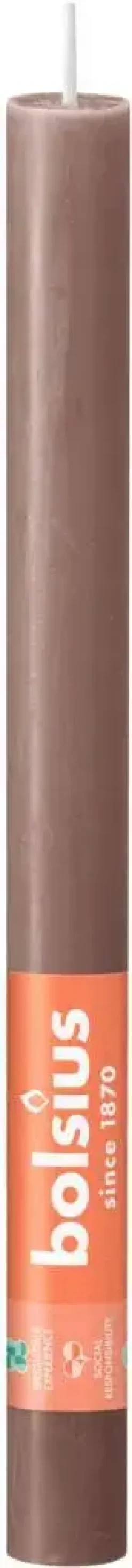 Bolsius dinerkaars rustiek shine 27cm rustic taupe
