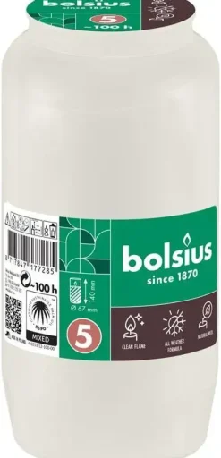 Bolsius gedenklicht nr.5 wit