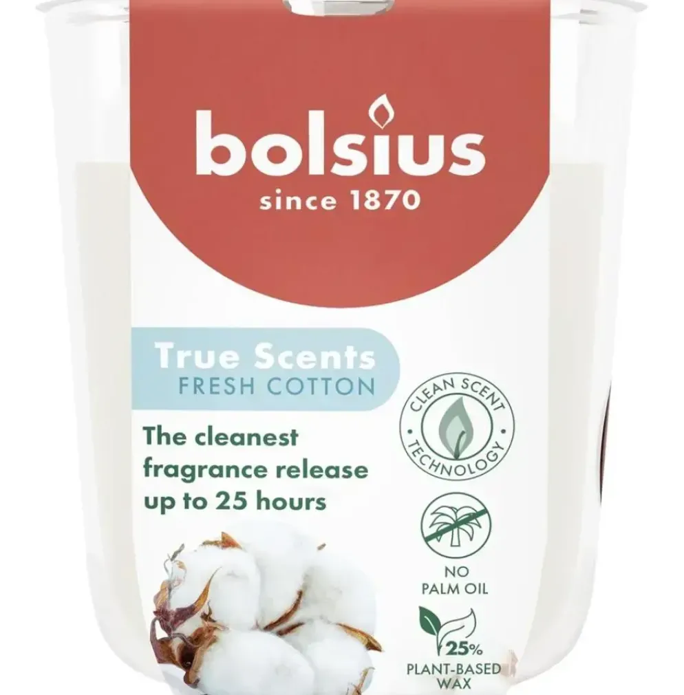 Bolsius geurglas small true scents fresh cotton
