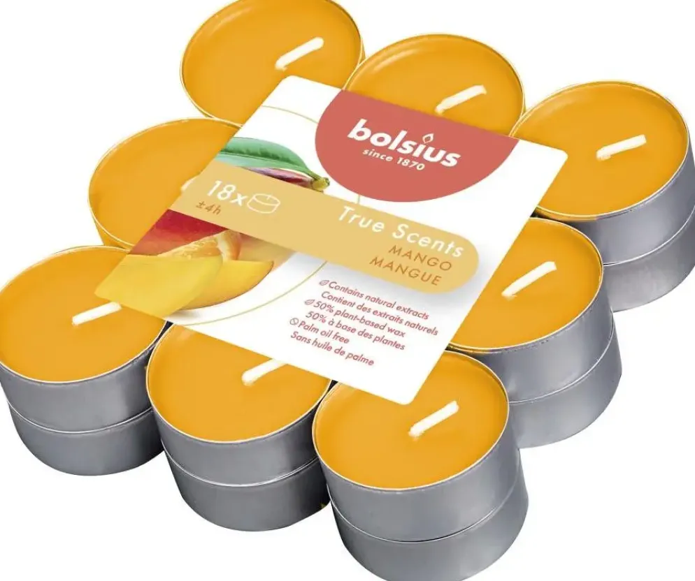Bolsius geurtheelicht true scents mango 18 stuks