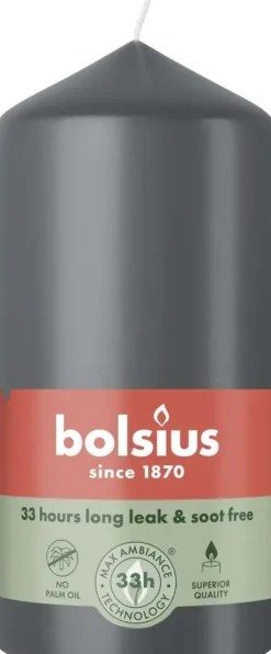 Bolsius stompkaars essentials 5.8x12cm stormy grey