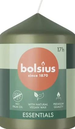 Bolsius stompkaars essentials 5.8x8cm fresh olive