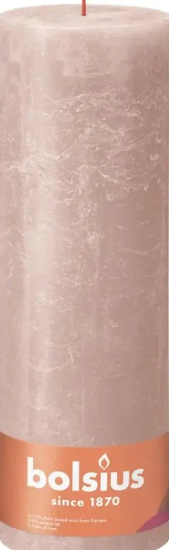 Bolsius stompkaars rustiek shine 10x30cm misty pink