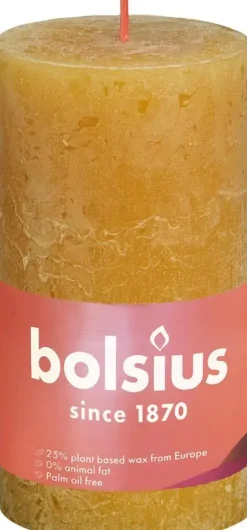 Bolsius stompkaars rustiek shine 6.8x13cm honeycomb yellow