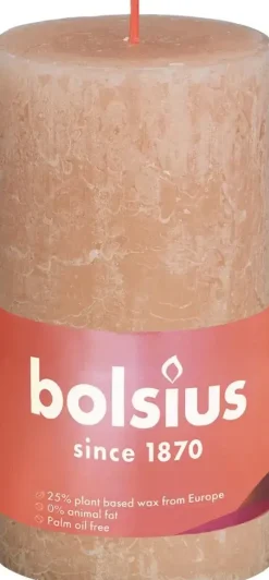 Bolsius stompkaars rustiek shine 6.8x13cm misty pink