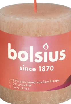Bolsius stompkaars rustiek shine 6.8x8cm misty pink