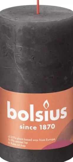 Bolsius stompkaars rustiek shine 6.8x13cm stormy grey