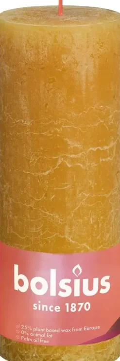 Bolsius stompkaars rustiek shine 6.8x19cm honeycomb yellow