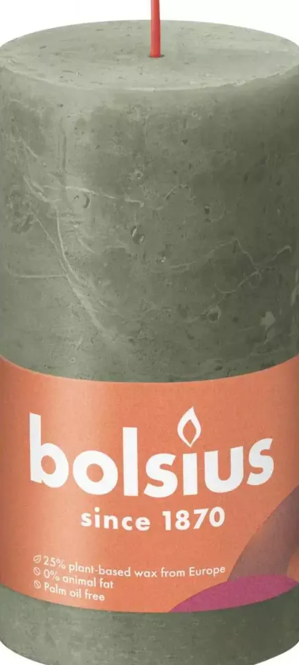 Bolsius stompkaars rustiek shine 6.8x13cm fresh olive