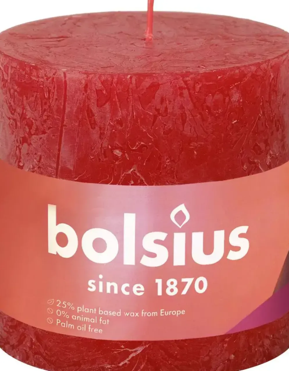 Bolsius stompkaars rustiek shine 10x10cm delicate red