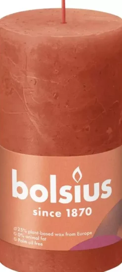 Bolsius stompkaars rustiek shine 6.8x13cm earthy orange