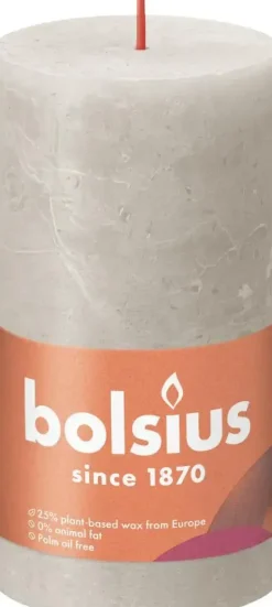 Bolsius stompkaars rustiek shine 6.8x13cm sandy grey